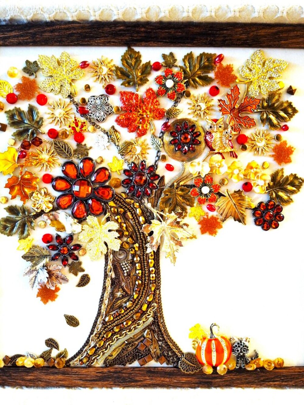Stunning Original Autumn Jewelry Art Wall Hanging Table Top Display Seasonal